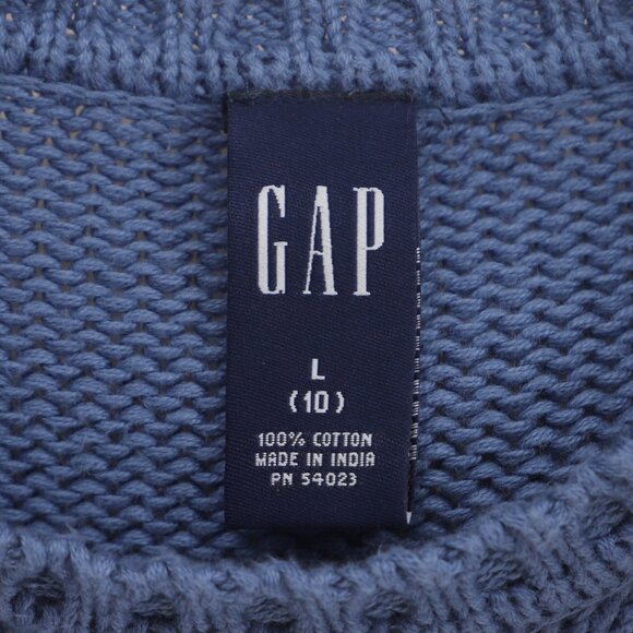 VINTAGE Y2K GAP '00 Men's Cotton Knit Crew Neck Sweater Faded Blue Size L - Picture 6 of 7